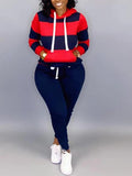 Plus Size Striped Drawstring Sweat suit