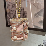 Rhinestones Metal Pearl Clutch