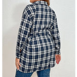 Plaid Plus Size Waist Belt Top