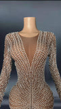 Full Rhinestones Long Sleeves Dress