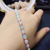 White Fire Opal Stone Link Bracelet