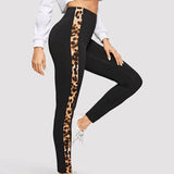 Leopard Side Stripe  Leggings