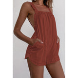 Backless Loose Beach Romper Shorts