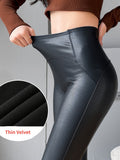 Pu Leather Fleece Leggings