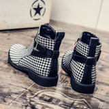Plaid Buckle Strap Boots