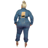 Plus Size Backless Chain Jean Romper
