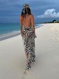 Spaghetti Strap Side Split  Zebra Dress