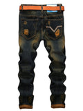 Distressed Color Thread Jeans