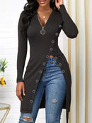 Long Slight Stretch V Neck Top