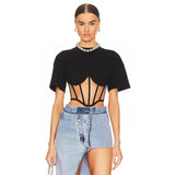 Crewneck Short Sleeve Fishbone Top