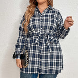 Plaid Plus Size Waist Belt Top