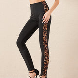 Leopard Side Stripe  Leggings