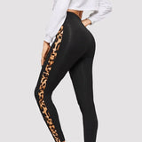 Leopard Side Stripe  Leggings