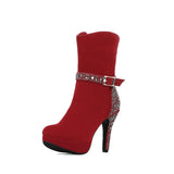 Buckle Rhinestone Boots