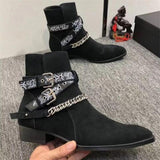 Suede Buckle Strap Classic Boots