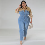 Plus Size Elegant Jeans Party Romper