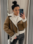 Vintage Lamb Fur Faux Leather Jacket