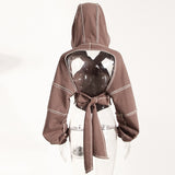 Cropped Cutout Backless sweater Hoodie