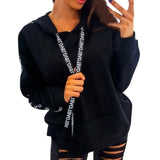 Loose Letter Ribbon Sweater Hoodie