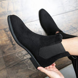 Black Flock Ankle Slip on Boots