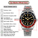 San Martin  40mm Vintage GMT Full Luminous Watch