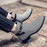 Plaid Buckle Strap Boots