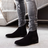 Black Flock Ankle Slip on Boots