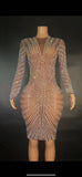 Full Rhinestones Long Sleeves Dress