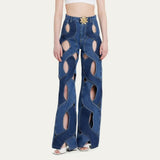 Crisscross Hollow Jeans