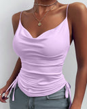 Drawstring Spaghetti Strap Tank Top