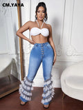 Mesh Cascading Jeans