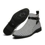 Plaid Buckle Strap Boots