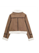 Vintage Lamb Fur Faux Leather Jacket