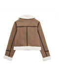 Vintage Lamb Fur Faux Leather Jacket