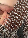 Full Rhinestones Long Sleeves Dress