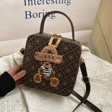 Retro Leather Teddy Bear Clutch