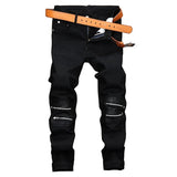 Black Zipper Straight Jeans