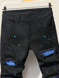 Blue Patch Ripped Jeans
