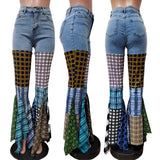 Plaid Flare Jeans
