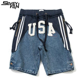 USA Drawstring Jeans Shorts