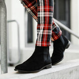 Black Flock Ankle Slip on Boots