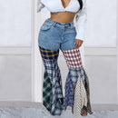 Plaid Flare Jeans