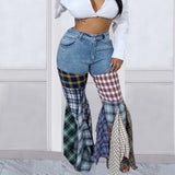 Plaid Flare Jeans