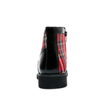 British Plaid Canvas Round Toe Boots
