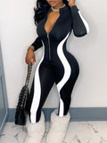 Plus Size Striped Zipper Romper
