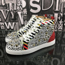 Striped Rhinestone Rivet High Top Sneakers