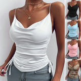Drawstring Spaghetti Strap Tank Top