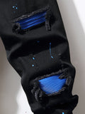 Blue Patch Ripped Jeans