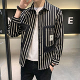 Lapel Button Striped Dress Shirt