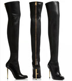 Thin Heel Pointed Toe Knee High Boots